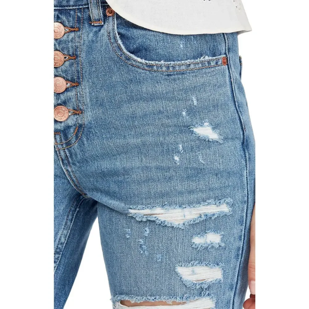 We the Free People Blossom Rigid Crop Skinny Jeans Distressed Size 27